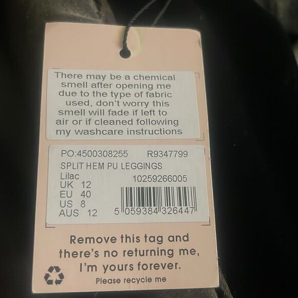 NWT PETITE LILAC SPLIT HEM COATED PU LEGGINGS - Picture 4 of 4